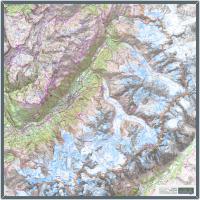 Massif du Mont-Blanc- Echelle 1/25 000. Dimensions 90x90cm